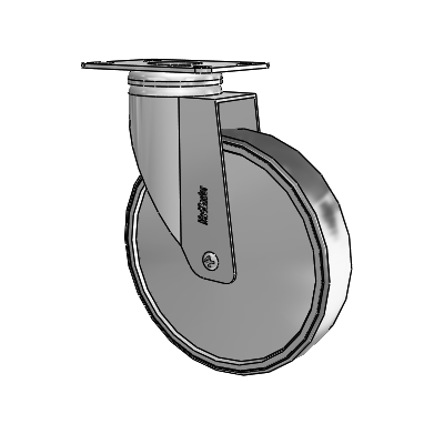 Chrome Hospital CX Top Plate Swivel Caster with 6 x 1.25 Thermoplastic Rubber Wheel