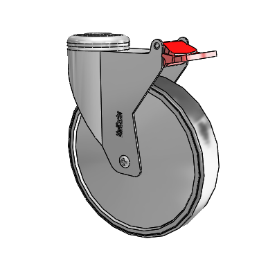 Chrome Hospital CX Hollow Kingpin Swivel Caster with 6 x 1.25 Thermoplastic Rubber Wheel and Total Lock Brake
