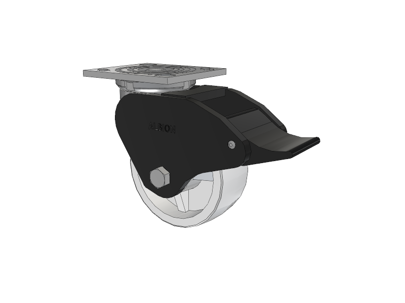 16 Series Top Plate Swivel Caster with 5 x 2 White Polypropylene RW - Polypropylene (Retort) Wheel and Total Lock Brake