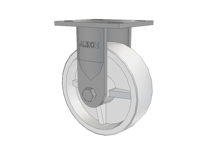 16 Series Top Plate Rigid Caster with 6 x 2 White Polypropylene RW - Polypropylene (Retort) Wheel