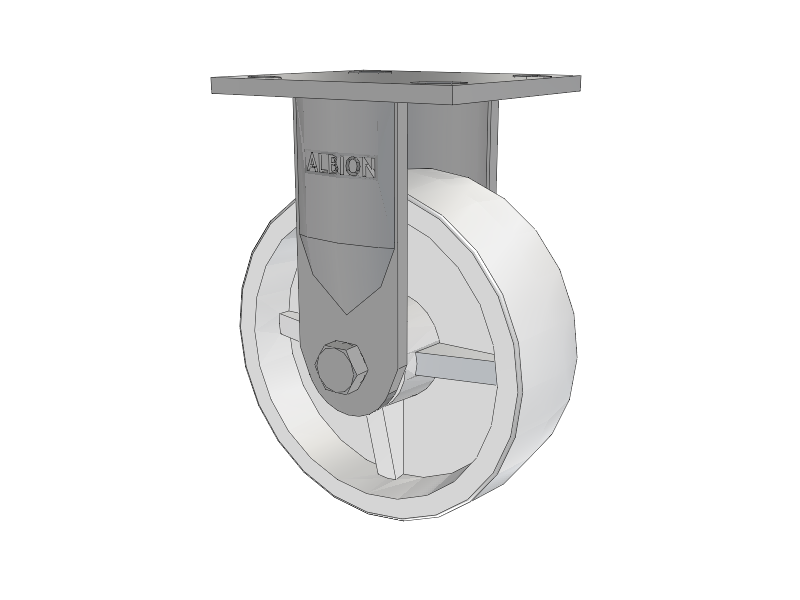 16 Series Top Plate Rigid Caster with 6 x 2 White Polypropylene RW - Polypropylene (Retort) Wheel