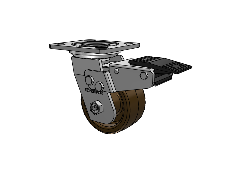 Defender D4 Series Stainless Steel Stainless Steel Top Plate Swivel Caster with 4 Phenolic - Hi-Temp Wheel and Total Lock Brake