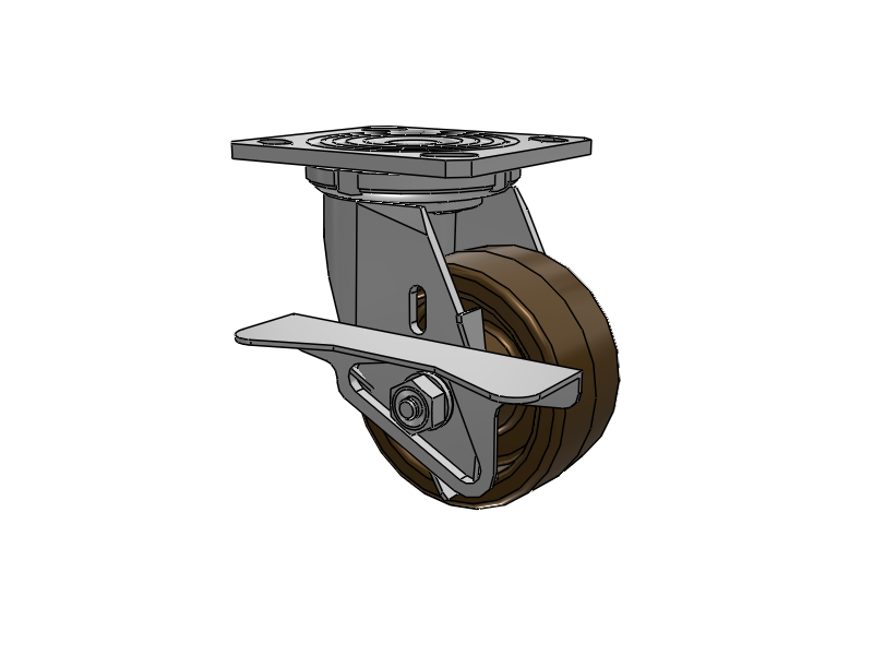 Defender D4 Series Stainless Steel Stainless Steel Top Plate Swivel Caster with 4 Phenolic - Hi-Temp Wheel and Side Lock Brake