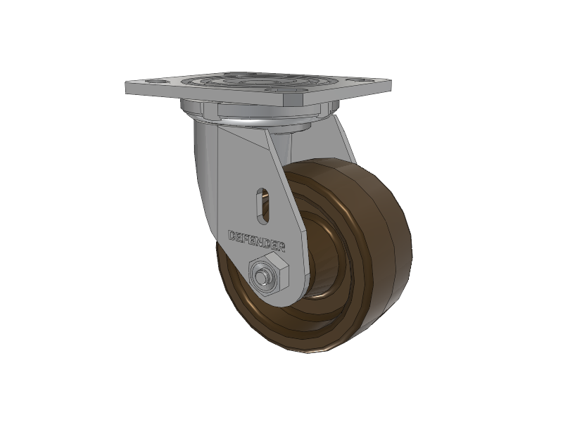 Defender D4 Series Stainless Steel Stainless Steel Top Plate Swivel Caster with 4 Phenolic - Hi-Temp Wheel