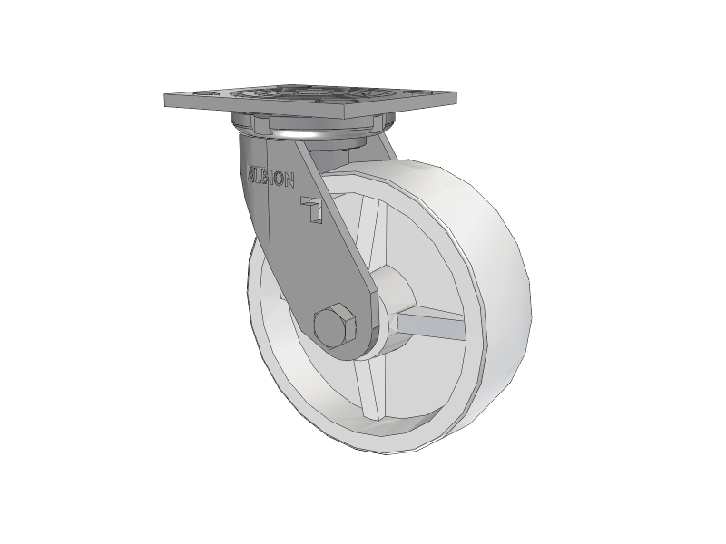 16 Series Top Plate Swivel Caster with 6 x 2 White Polypropylene RW - Polypropylene (Retort) Wheel