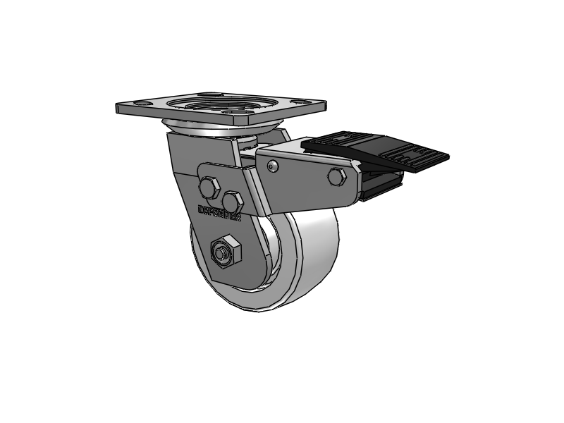 Defender D4 Series Stainless Steel Stainless Steel Top Plate Swivel Caster with 4 White Nylon Wheel and Total Lock Brake