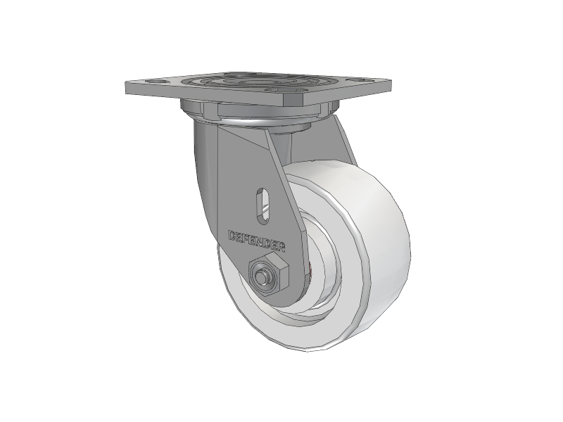 Defender D4 Series Stainless Steel Stainless Steel Top Plate Swivel Caster with 4 White Nylon Wheel