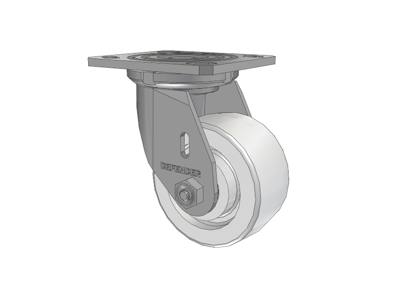 Defender D4 Series Stainless Steel Stainless Steel Top Plate Swivel Caster with 4 White Nylon Wheel