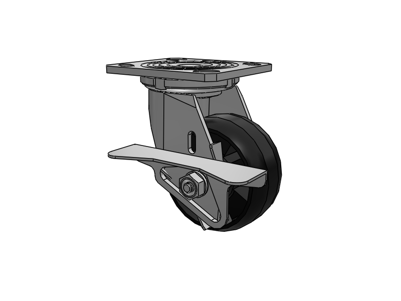 Defender D4 Series Stainless Steel Stainless Steel Top Plate Swivel Caster with 4 Maxim Nylon Glass Filled Wheel and Side Lock Brake