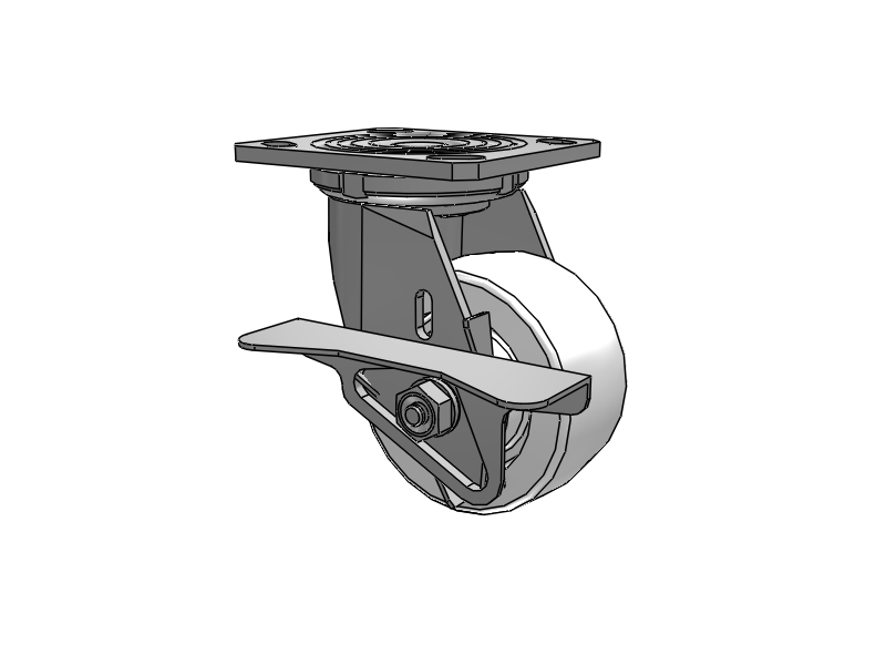 Defender D4 Series Stainless Steel Stainless Steel Top Plate Swivel Caster with 4 White Nylon Wheel and Side Lock Brake