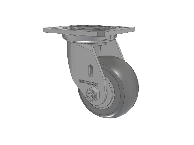 Defender D4 Series Stainless Steel Stainless Steel Top Plate Swivel Caster with 4 Performa Rubber (Round) Wheel