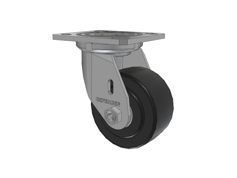 Defender D4 Series Stainless Steel Stainless Steel Top Plate Swivel Caster with 4 Commander HD Wheel