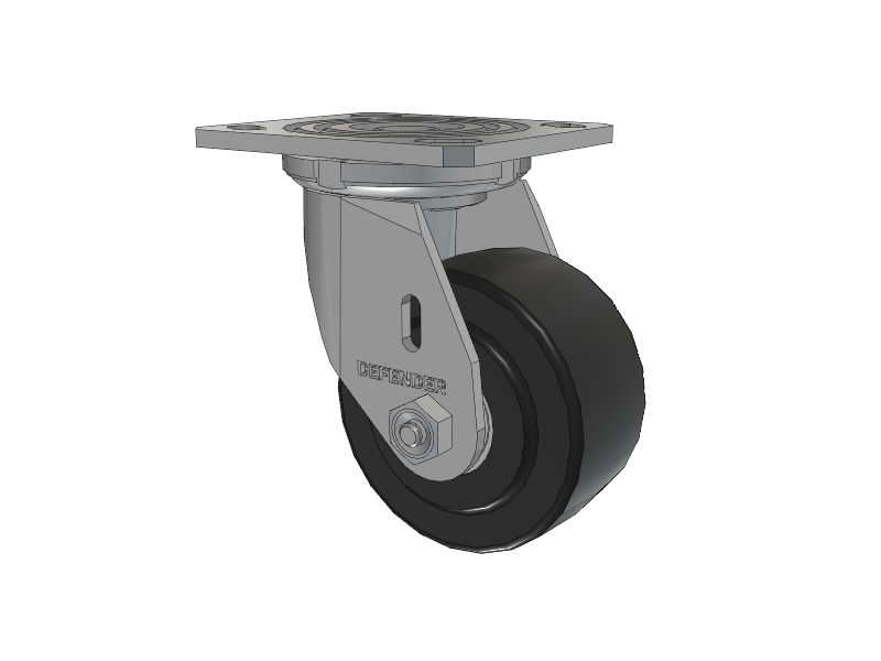 Defender D4 Series Stainless Steel Stainless Steel Top Plate Swivel Caster with 4 Commander HD Wheel