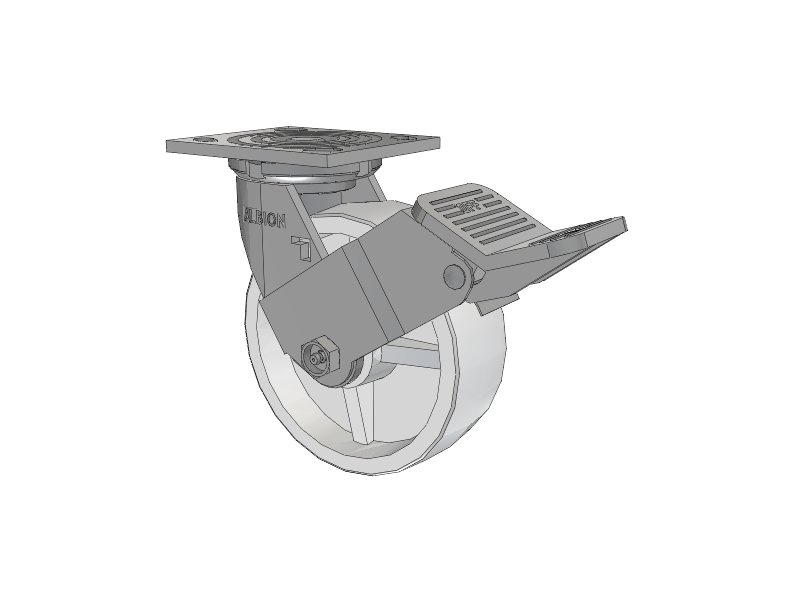 16 Series Top Plate Swivel Caster with 6 x 2 White Polypropylene RW - Polypropylene (Retort) Wheel and Face Brake