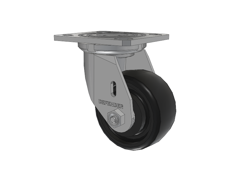 Defender D4 Series Stainless Steel Stainless Steel Top Plate Swivel Caster with 4 Endura Solid Elastomer Wheel