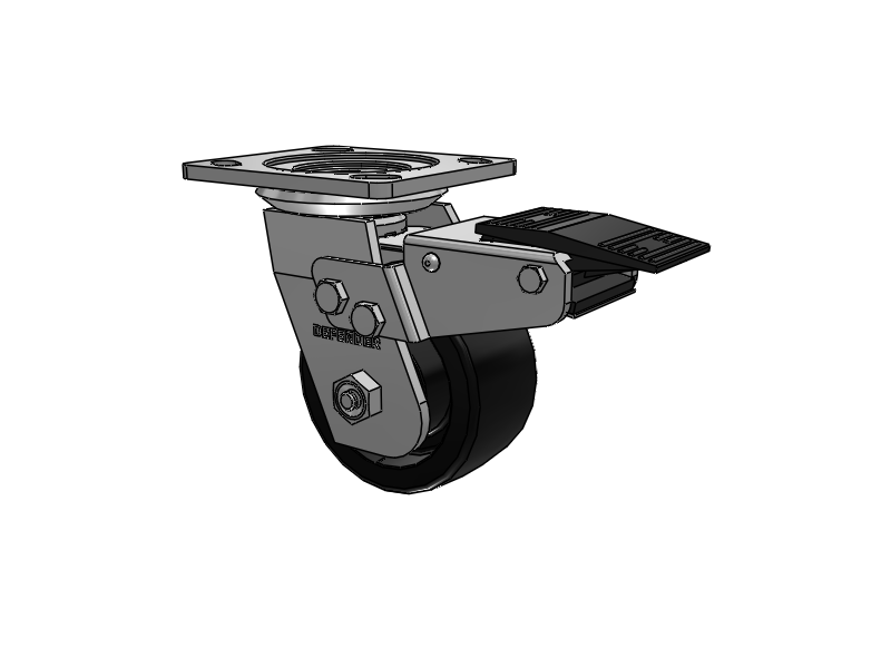 Defender D4 Series Stainless Steel Stainless Steel Top Plate Swivel Caster with 4 Hi-Temp Nylon Glass Filled Wheel and Total Lock Brake