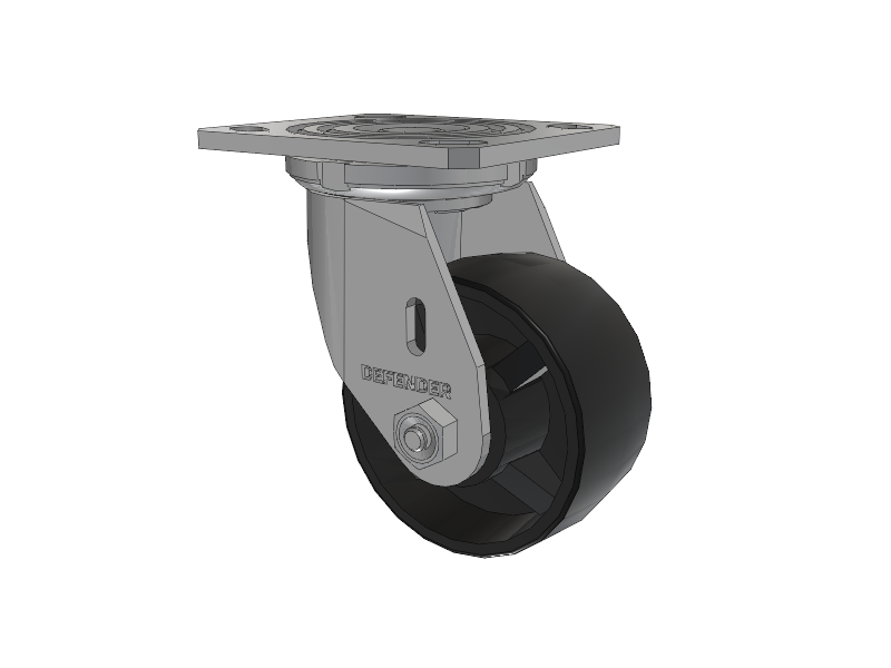 Defender D4 Series Stainless Steel Stainless Steel Top Plate Swivel Caster with 4 Polyolefin Wheel