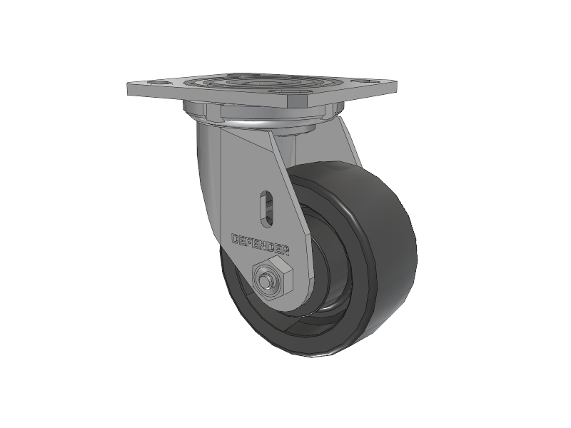 Defender D4 Series Stainless Steel Stainless Steel Top Plate Swivel Caster with 4 HD Nylon Glass Filled Wheel