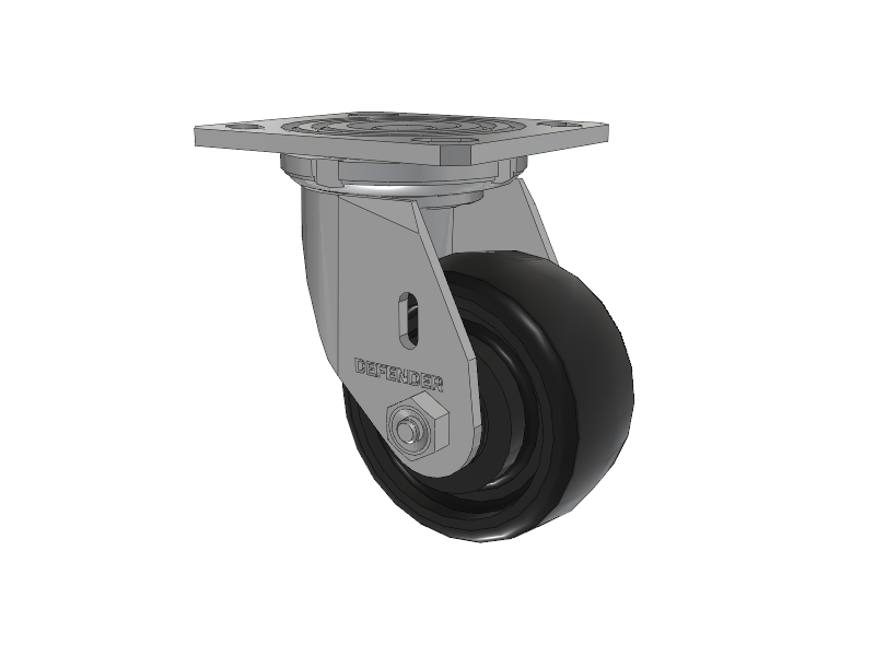 Defender D4 Series Stainless Steel Stainless Steel Top Plate Swivel Caster with 4 Endura Solid Elastomer Wheel