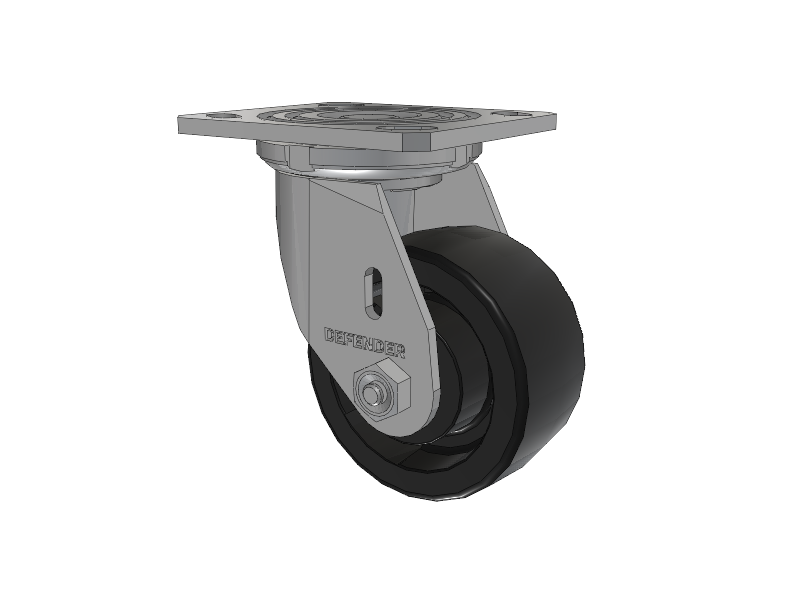 Defender D4 Series Stainless Steel Stainless Steel Top Plate Swivel Caster with 4 Hi-Temp Nylon Glass Filled Wheel