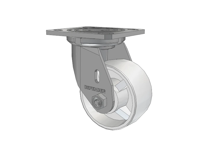 Defender D4 Series Stainless Steel Stainless Steel Top Plate Swivel Caster with 4 Retort Hi-Temp Wheel