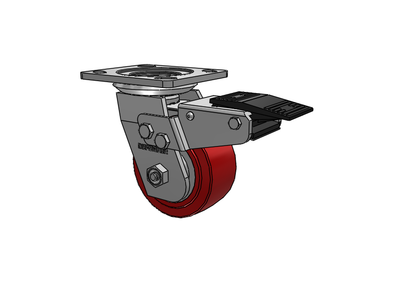 Defender D4 Series Stainless Steel Stainless Steel Top Plate Swivel Caster with 4 Polyurethane HI-TECH Wheel and Total Lock Brake
