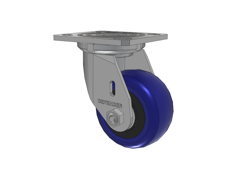 Defender D4 Series Stainless Steel Stainless Steel Top Plate Swivel Caster with 4 EG - Eagle Polyurethane (Polypropylene Core) Wheel