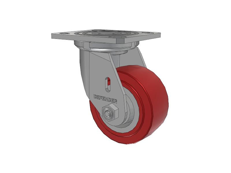 Defender D4 Series Stainless Steel Stainless Steel Top Plate Swivel Caster with 4 Polyurethane HI-TECH Wheel