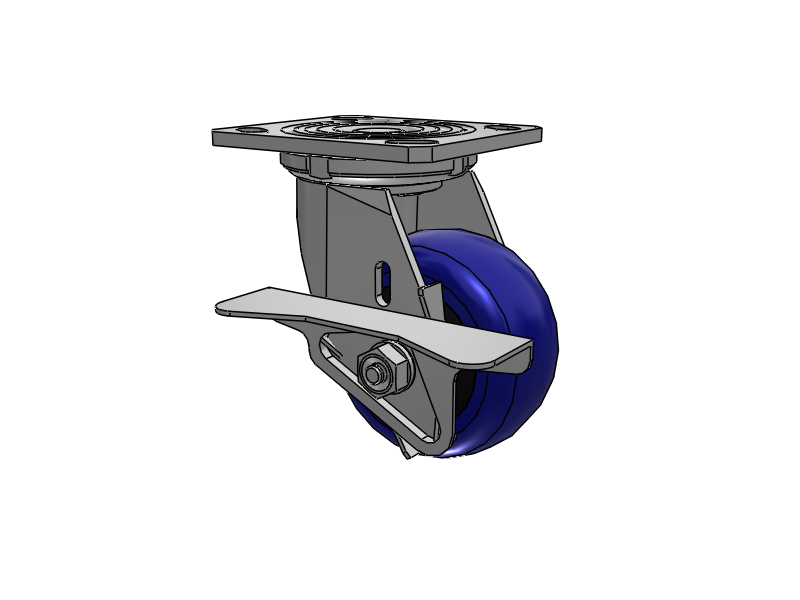 Defender D4 Series Stainless Steel Stainless Steel Top Plate Swivel Caster with 4 EG - Eagle Polyurethane (Polypropylene Core) Wheel and Side Lock Brake