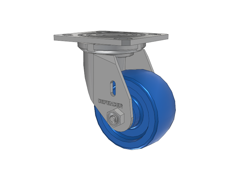 Defender D4 Series Stainless Steel Stainless Steel Top Plate Swivel Caster with 4 K Solid Polyurethane Wheel