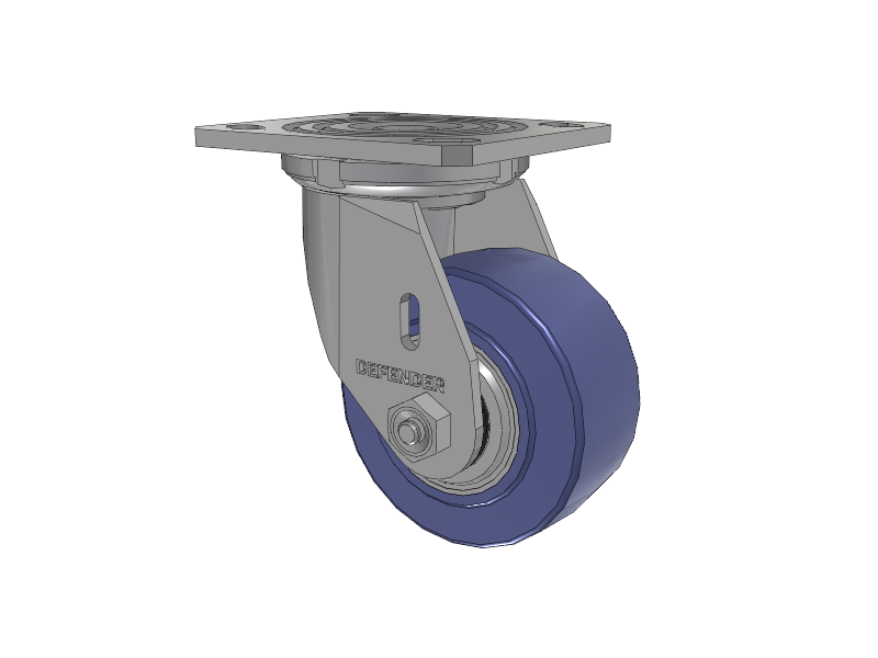 Defender D4 Series Stainless Steel Stainless Steel Top Plate Swivel Caster with 4 HydroTech (Flat) Wheel