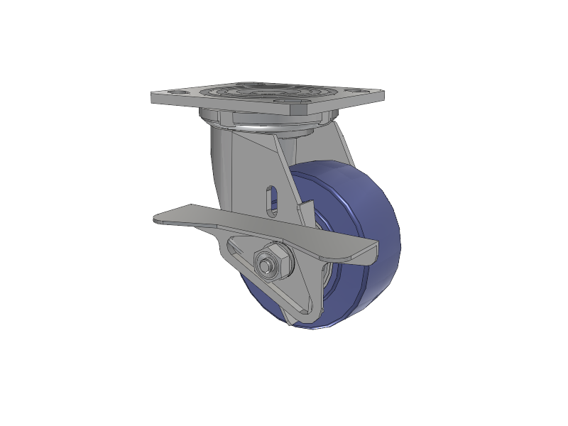 Defender D4 Series Stainless Steel Stainless Steel Top Plate Swivel Caster with 4 HydroTech (Flat) Wheel and Side Lock Brake