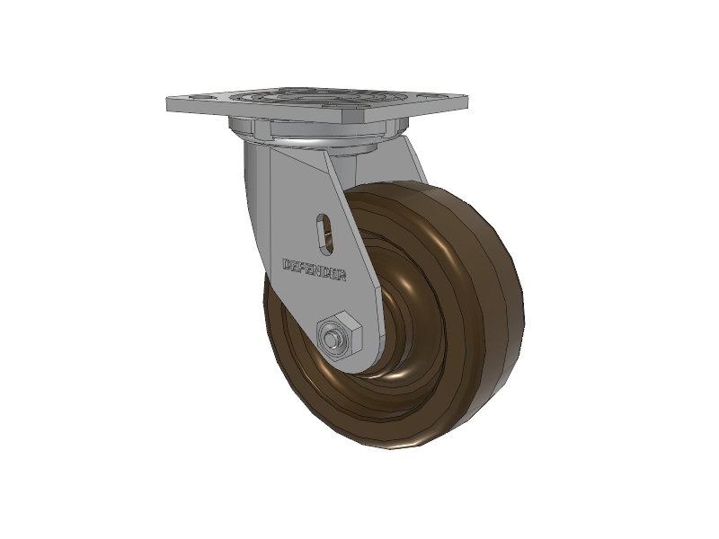 Defender D4 Series Stainless Steel Stainless Steel Top Plate Swivel Caster with 5 Phenolic - Hi-Temp Wheel