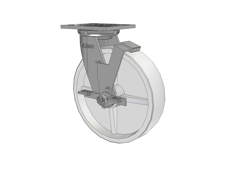 16 Series Top Plate Swivel Caster with 8 x 2 White Polypropylene RW - Polypropylene (Retort) Wheel and Face Brake
