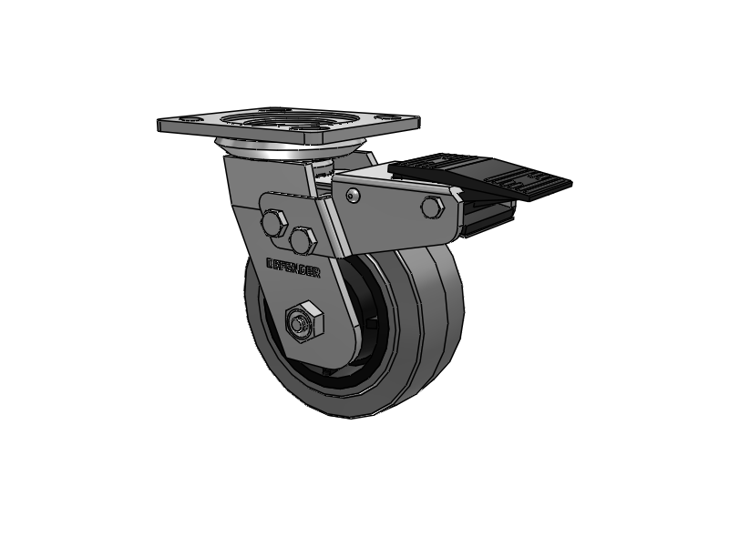 Defender D4 Series Stainless Steel Stainless Steel Top Plate Swivel Caster with 5 Performa Rubber (Flat/Conductive) Wheel and Total Lock Brake