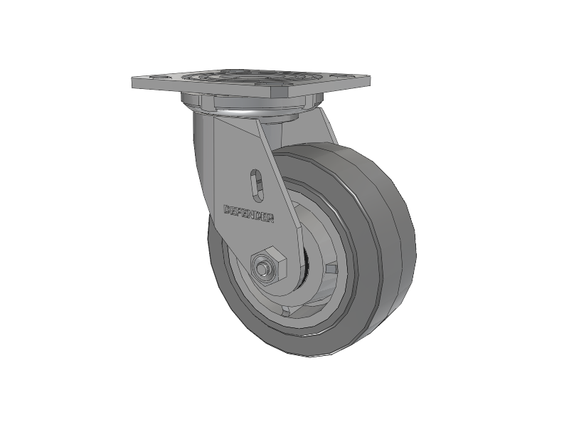 Defender D4 Series Stainless Steel Stainless Steel Top Plate Swivel Caster with 5 Performa Rubber (Flat/Grey) Wheel