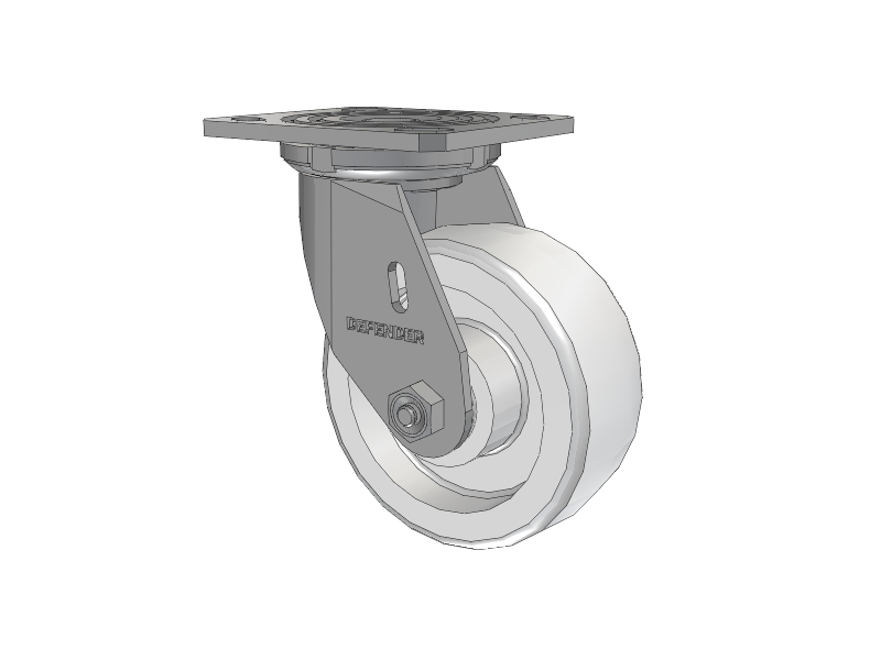 Defender D4 Series Stainless Steel Stainless Steel Top Plate Swivel Caster with 5 White Nylon Wheel