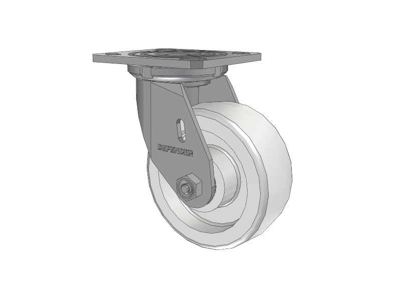 Defender D4 Series Stainless Steel Stainless Steel Top Plate Swivel Caster with 5 White Nylon Wheel