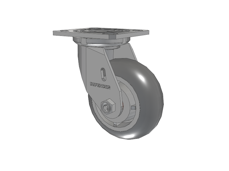 Defender D4 Series Stainless Steel Stainless Steel Top Plate Swivel Caster with 5 Performa Rubber (Round) Wheel