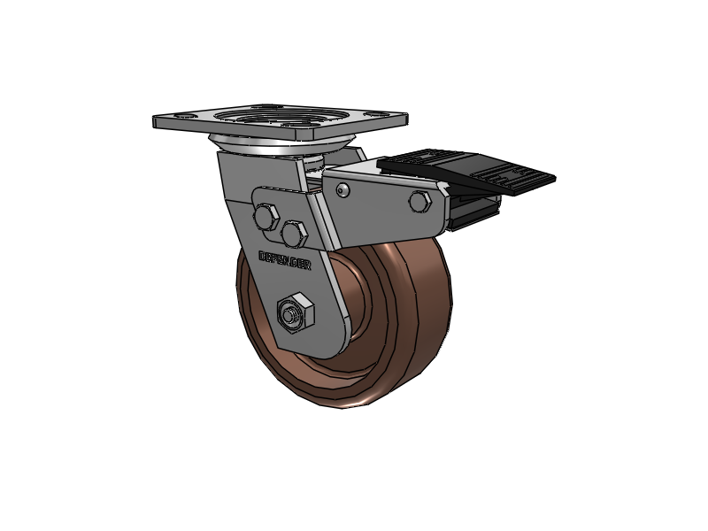 Defender D4 Series Stainless Steel Stainless Steel Top Plate Swivel Caster with 5 Thermo Hi-Temp Wheel and Total Lock Brake