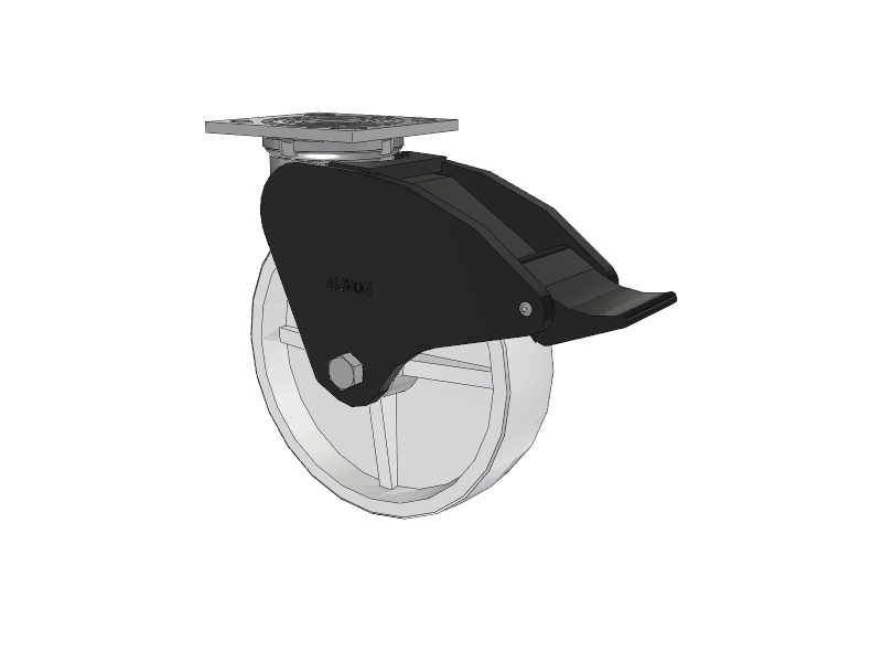 16 Series Top Plate Swivel Caster with 8 x 2 White Polypropylene RW - Polypropylene (Retort) Wheel and Total Lock Brake
