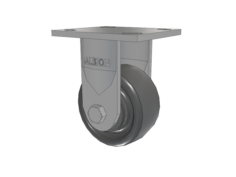 16 Series Top Plate Rigid Caster with 4 x 2 Grey Elastomer SE - Solid Elastomer Wheel