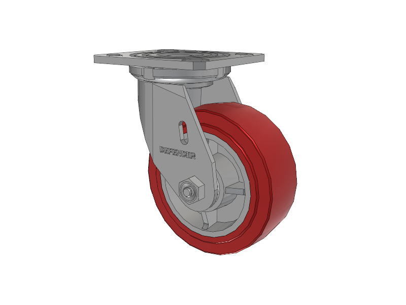 Defender D4 Series Stainless Steel Stainless Steel Top Plate Swivel Caster with 5 Polyurethane HI-TECH Wheel