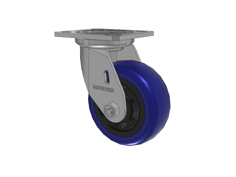 Defender D4 Series Stainless Steel Stainless Steel Top Plate Swivel Caster with 5 EG - Eagle Polyurethane (Polypropylene Core) Wheel