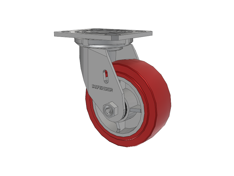 Defender D4 Series Stainless Steel Stainless Steel Top Plate Swivel Caster with 5 Polyurethane HI-TECH Wheel