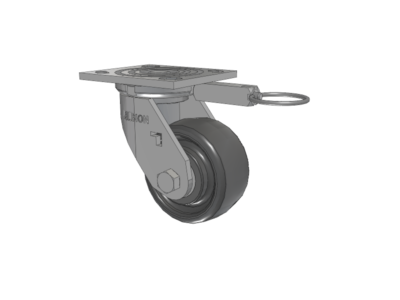 16 Series Top Plate Swivel Caster with 4 x 2 Grey Elastomer SE - Solid Elastomer Wheel