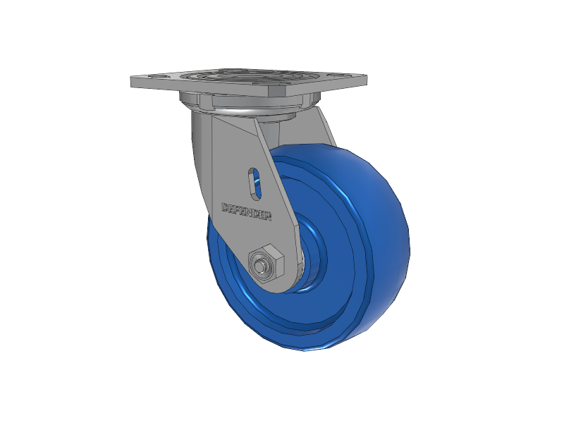 Defender D4 Series Stainless Steel Stainless Steel Top Plate Swivel Caster with 5 K Solid Polyurethane Wheel