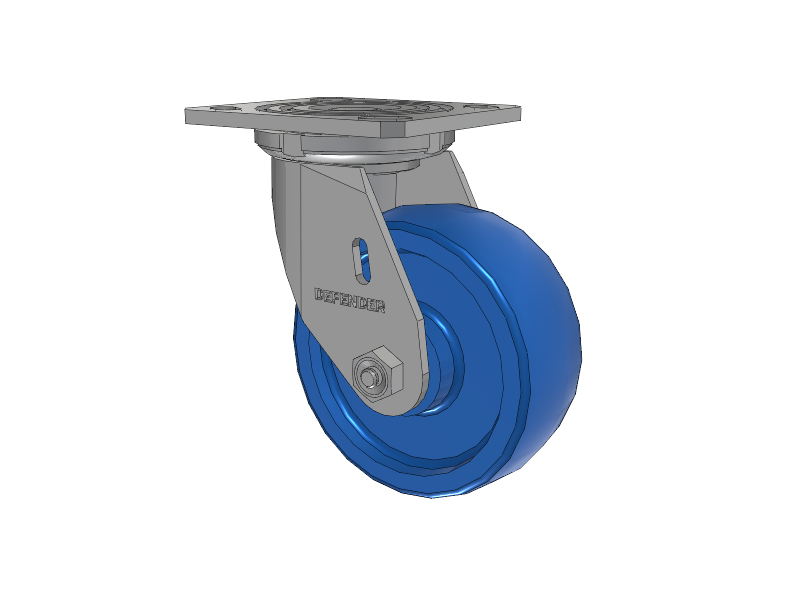 Defender D4 Series Stainless Steel Stainless Steel Top Plate Swivel Caster with 5 K Solid Polyurethane Wheel