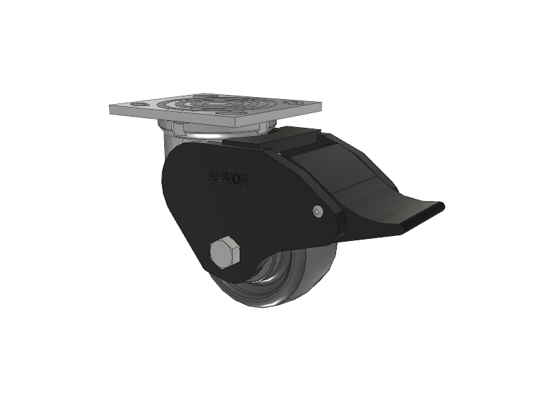 16 Series Top Plate Swivel Caster with 4 x 2 Grey Elastomer SE - Solid Elastomer Wheel and Total Lock Brake
