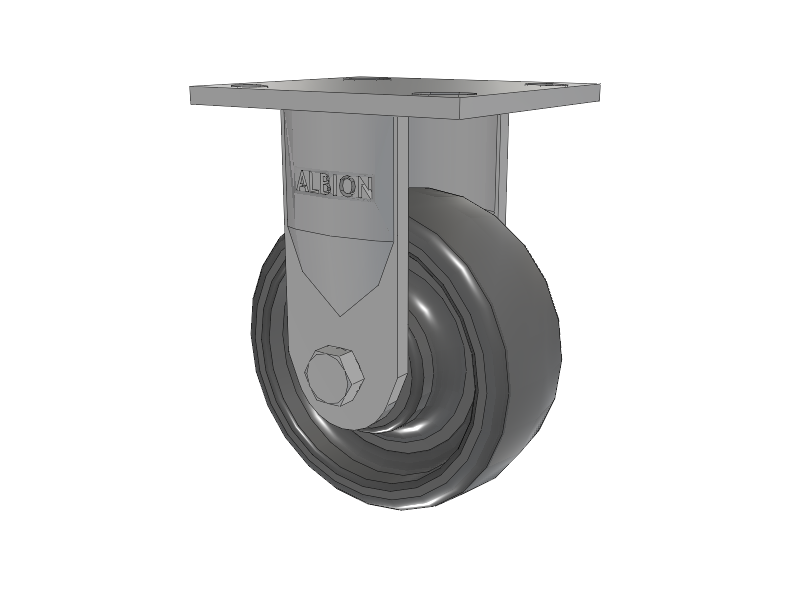 16 Series Top Plate Rigid Caster with 5 x 2 Grey Elastomer SE - Solid Elastomer Wheel